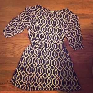 Classic print navy and white dress